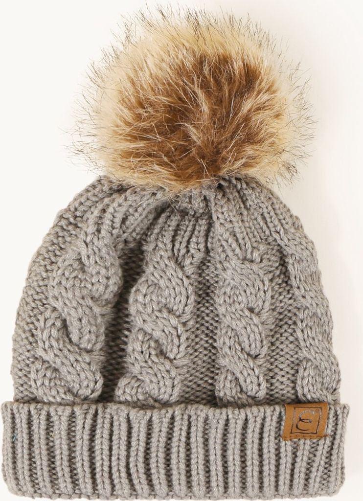 Grau Kinderstrickmütze - Perfekt für kaltes Wetter KP12449