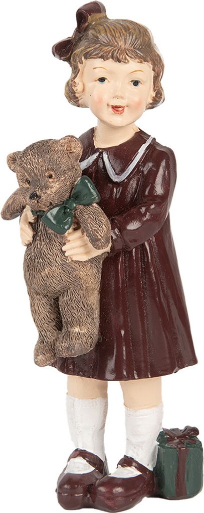 Clayre & Eef Weihnachtsdekorationsfigur Mädchen 15 cm Braun Kunststoff