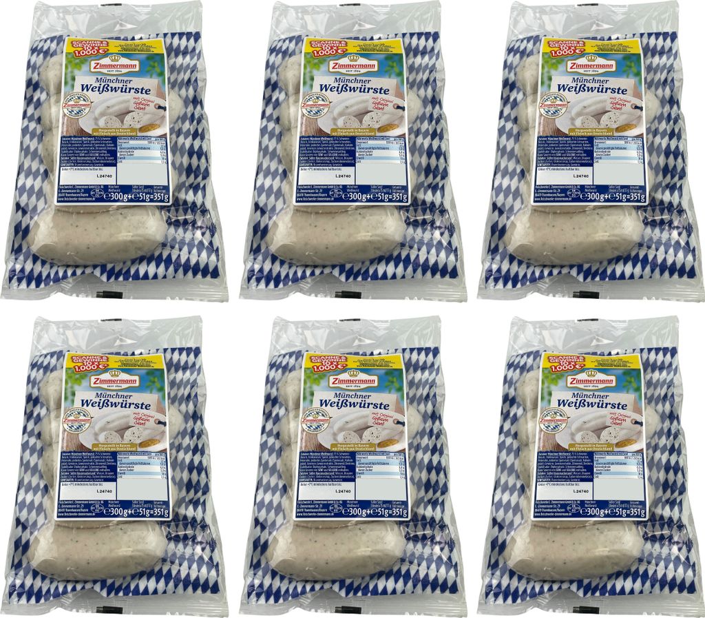 Food-United Weißwürste mit süßen Senf 6x351g als Set, Produktbild 