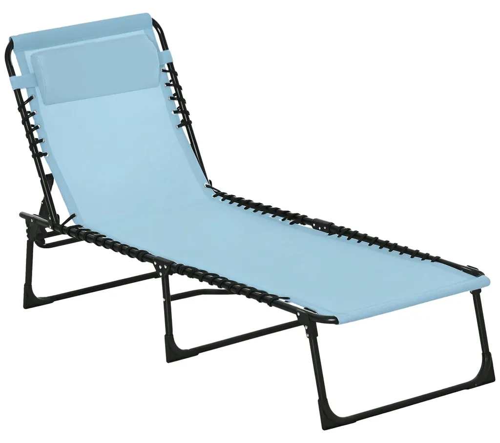Chaise longue en acier réglable 4 positions 184x58 cm charge 136 kg