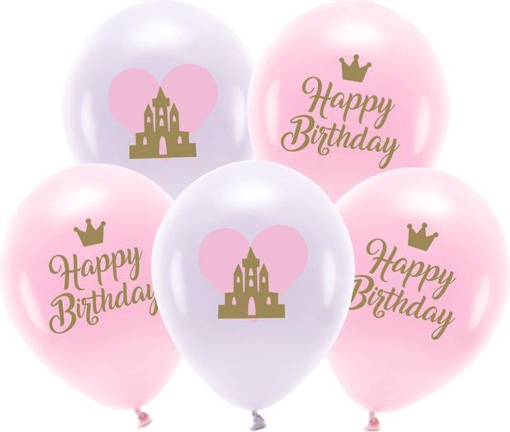 Öko-Luftballons 33 cm, Happy Birthday, Mix (1 Packung / 5 Produktbild 
