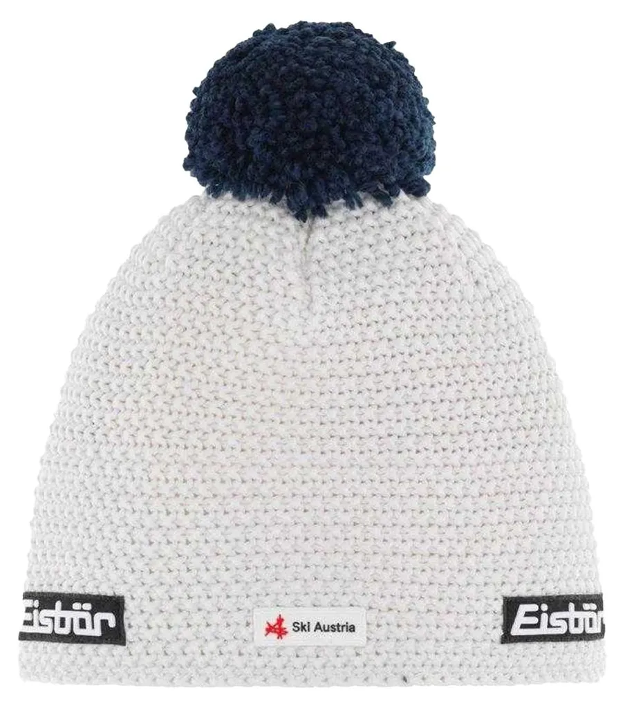 Bonnet Jamie PP9641 à Pompon Mixte en Blanc et Bleu Marine Taille Unique