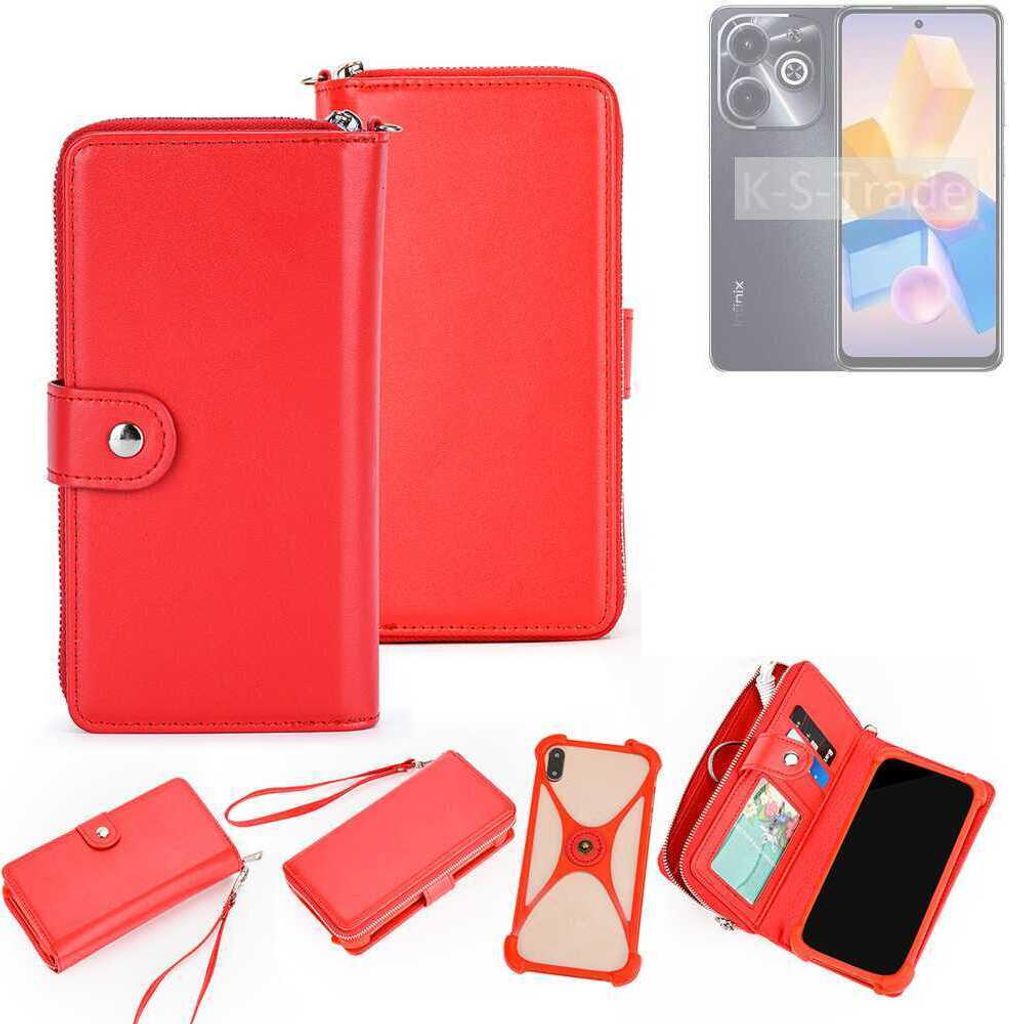 K-S-Trade 2in1 Schutzhülle Portemonnee Handyhülle mit Bumper kompatibel mit Infinix Hot 40 Pro Hülle Case Etui Geldbörse Smartphone rot (1x)