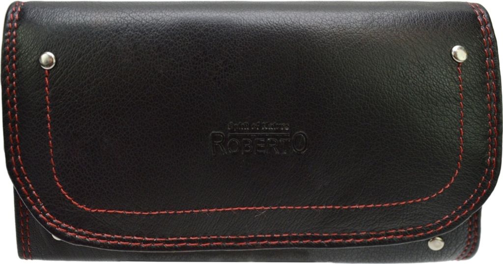 Damen Geldbörse im trendigen Design mit viel Stauraum schwarz-rot