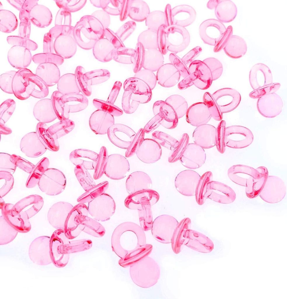 Rosa Mini-Nepfopspeen Acryl Baby Mädchen Party Dekoration - 100 Stück