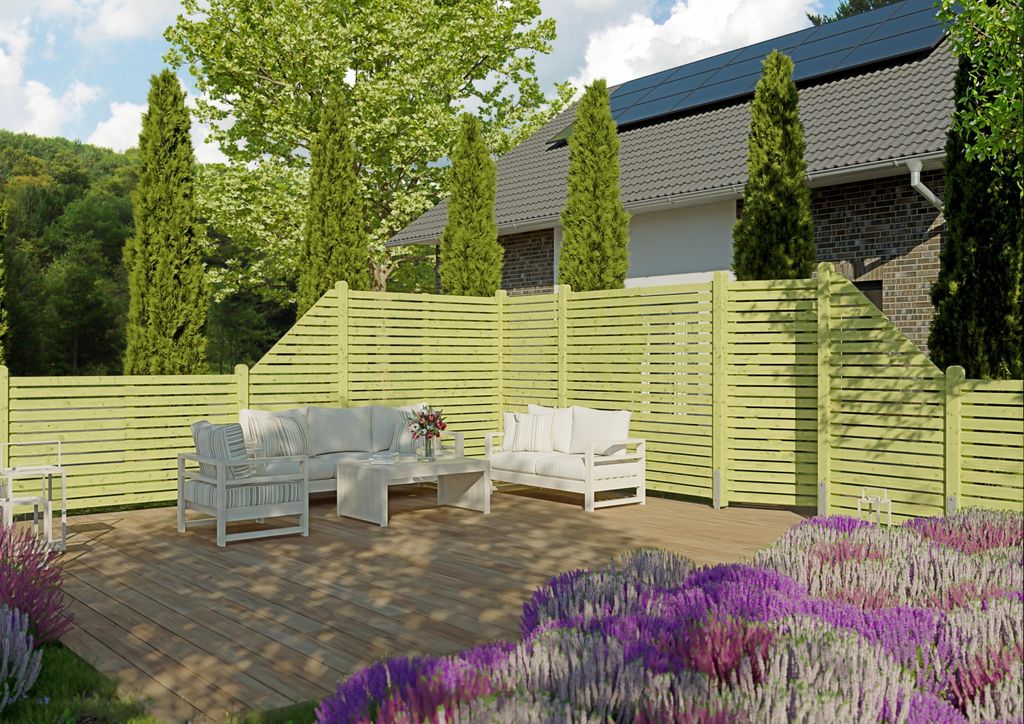Rhombuszaun 90x180/100 cm Abschluss Rechts Fichte KDI grün