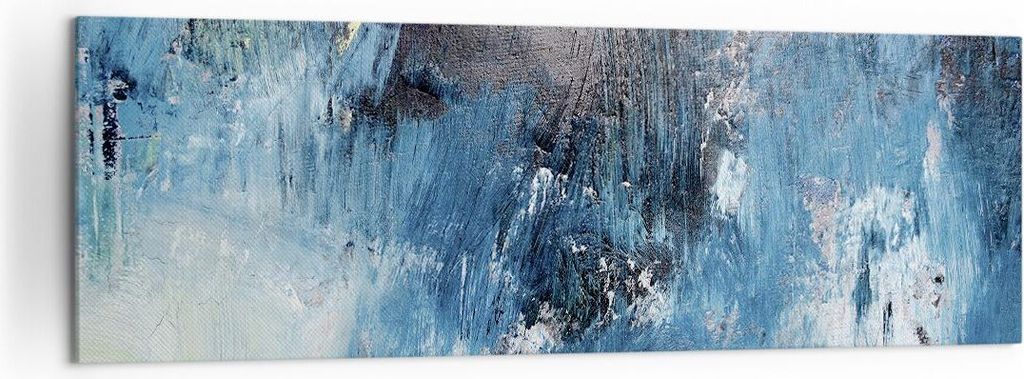 Bild auf Leinwand - Leinwandbild - Einteilig - Abstraktion Blau Schwarz - 160x50cm - Wand Bild - Wanddeko - Wandbilder - Leinwanddruck - Bilder - W...
