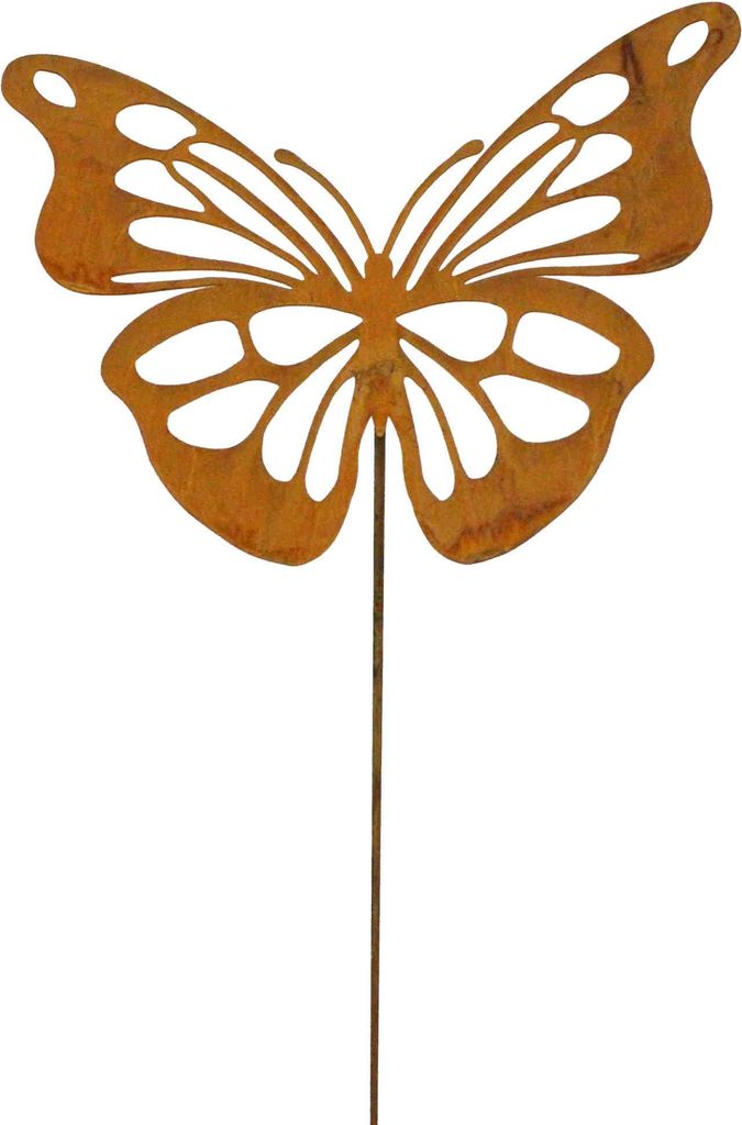 Schmetterling Gartenstecker Metall Blumenstecker Gartendeko Edelrost, Größe:28x21cm. L110cm