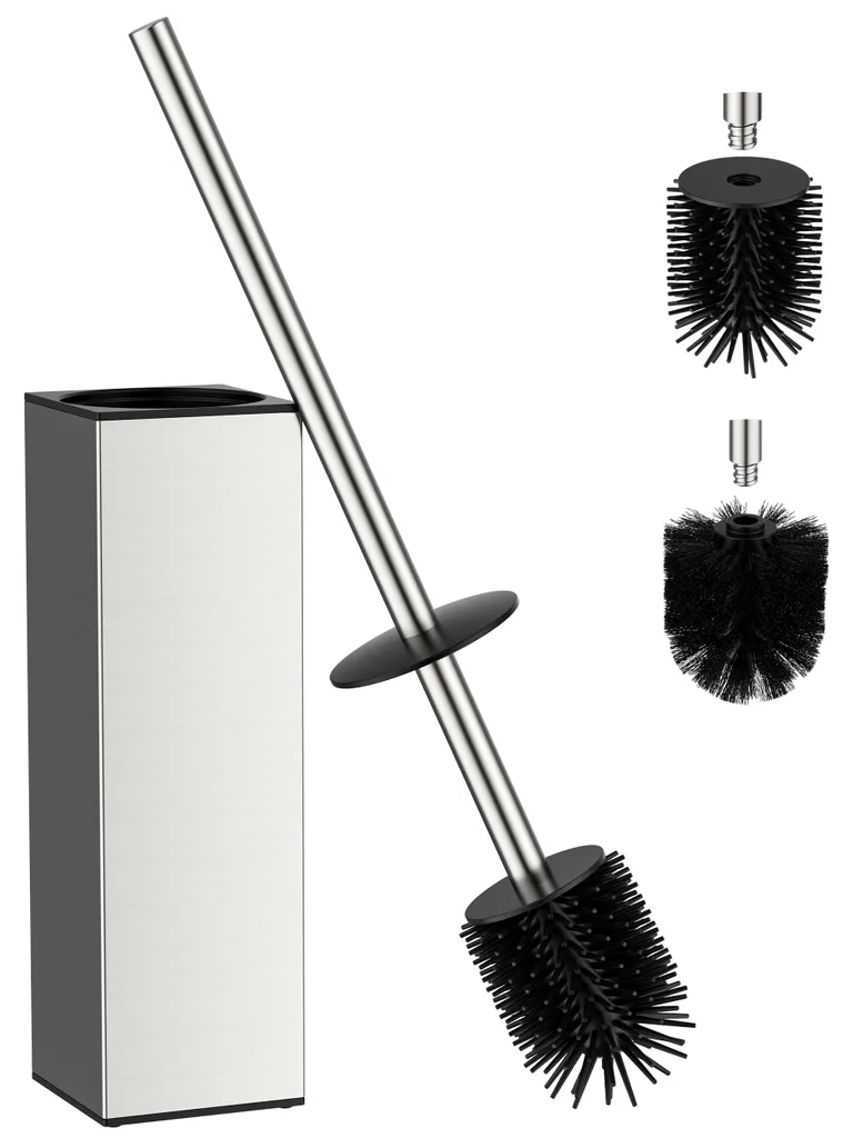Brosse de toilettes en acier inoxydable et silicone manche long 50 cm
