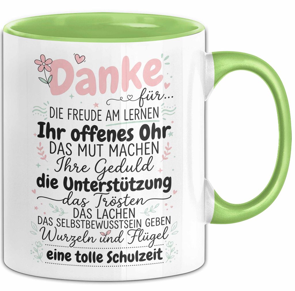 Lehrer Wertschätzung Danke Tasse Geschenk Lustige Geschenkidee Spruch Danke Für (Grün)