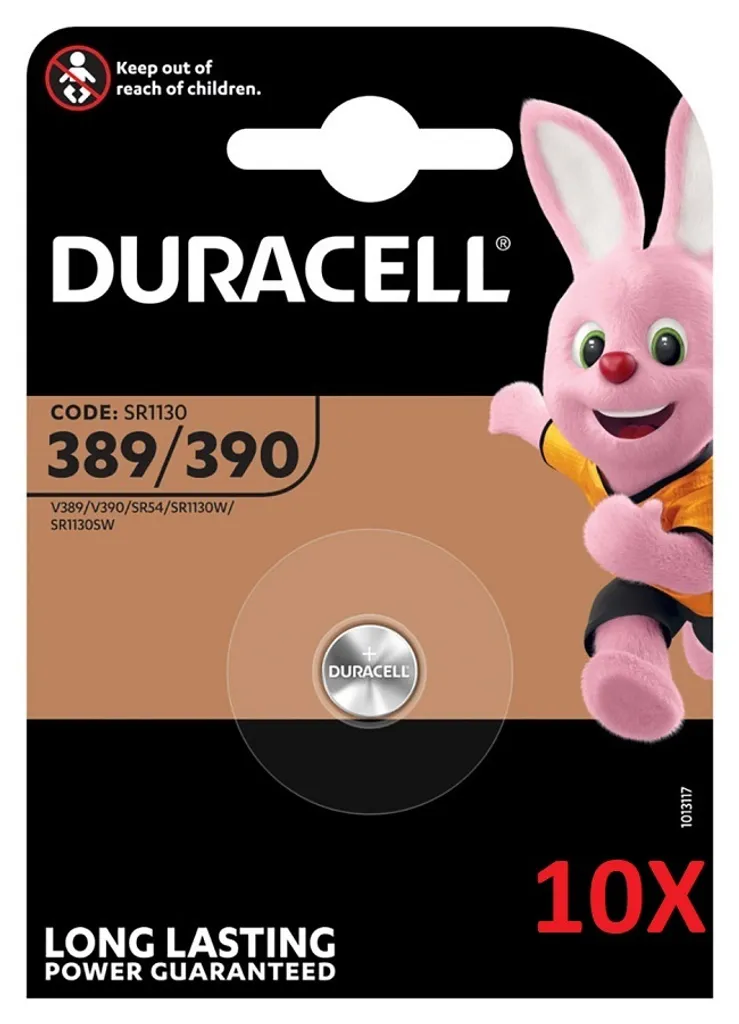 10x Batterie Duracell 389 390 1.55V | Pile Orologio Ossido Argento SR1130W