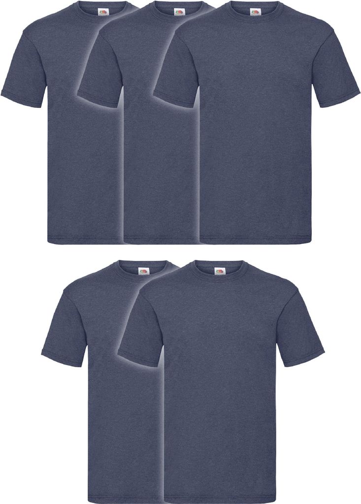 5er Pack Fruit of the Loom Valueweight T-Shirt + GRATIS MyShirt Stoffbeutel Farbe: vintage navy meliert Größe: XL