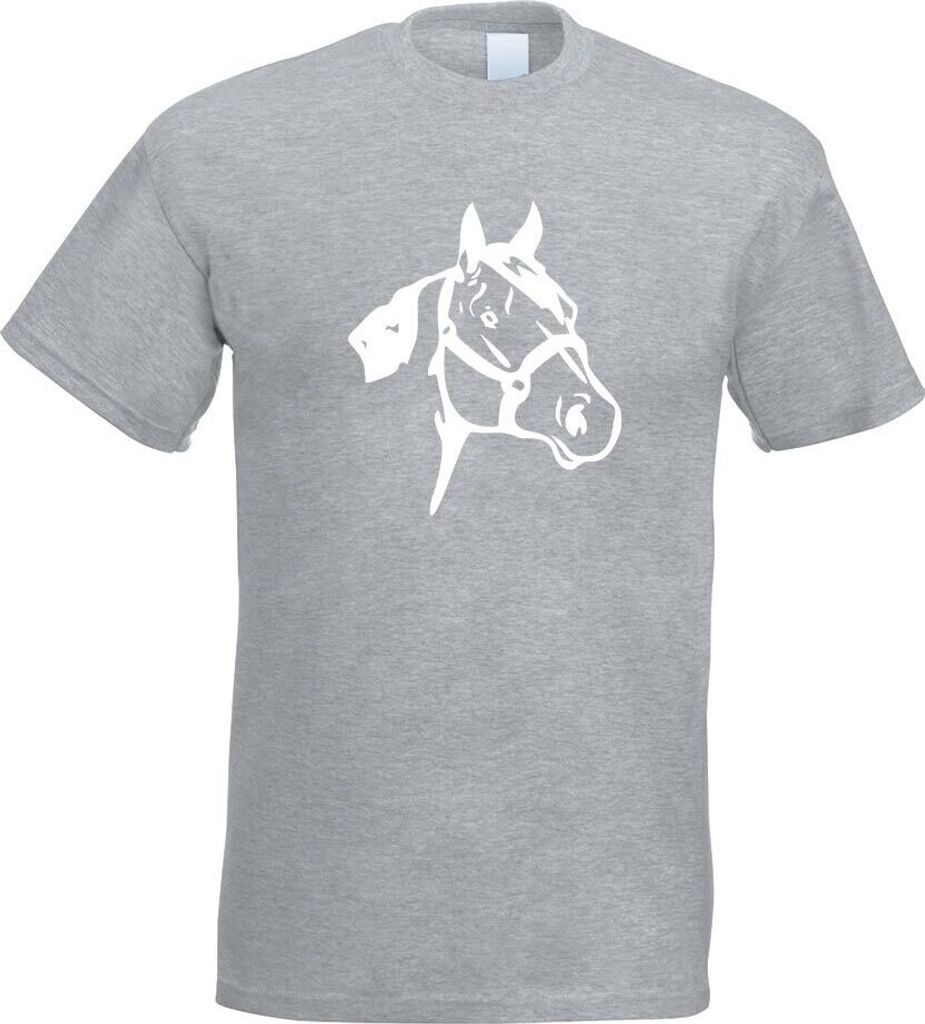 Kiwistar - T-Shirt - Graumeliert - Pferdekopf - Reiten - Dressurpferd Motiv Bedruckt Funshirt Design Print - mit Motiv Bedruckt - Funshirt Design -...