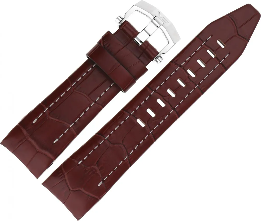 Bracelet cuir croco marron Lunokhod A636 avec surpiqûres brillantes