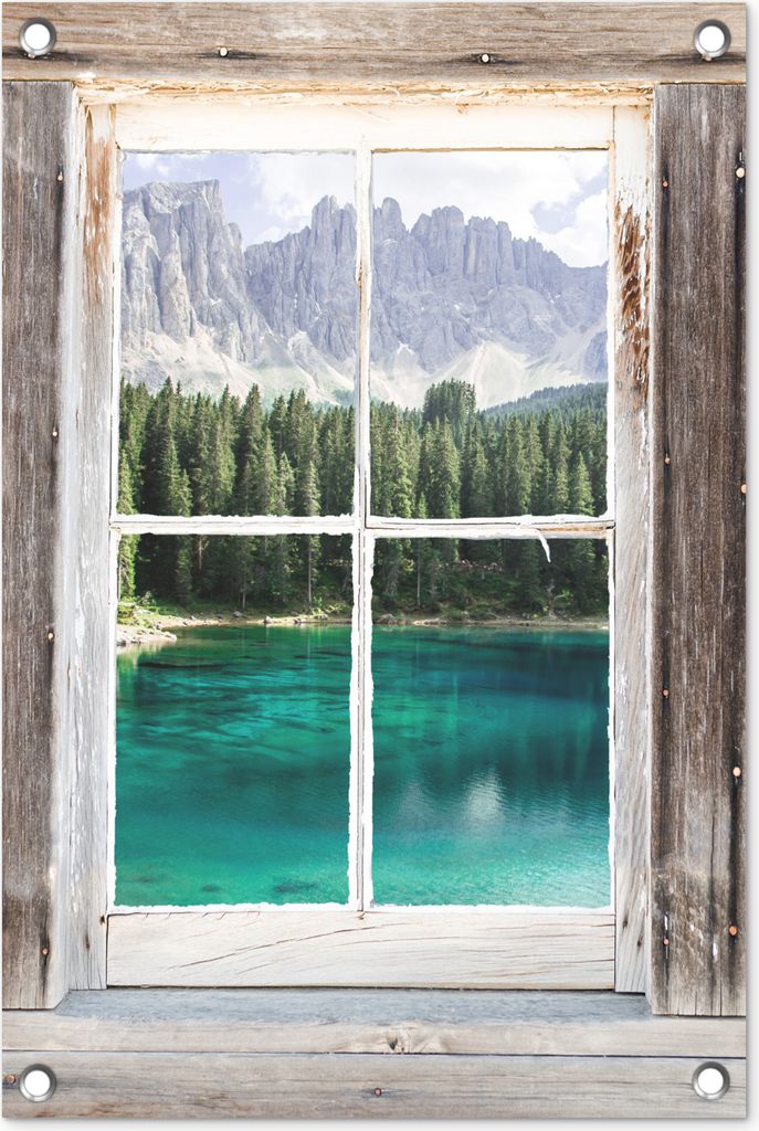 MuchoWow 40x60 cm Outdoor-Poster Gartendeko Sichtschutz Garten Poster für den Garten Aussicht - Italien - Berg
