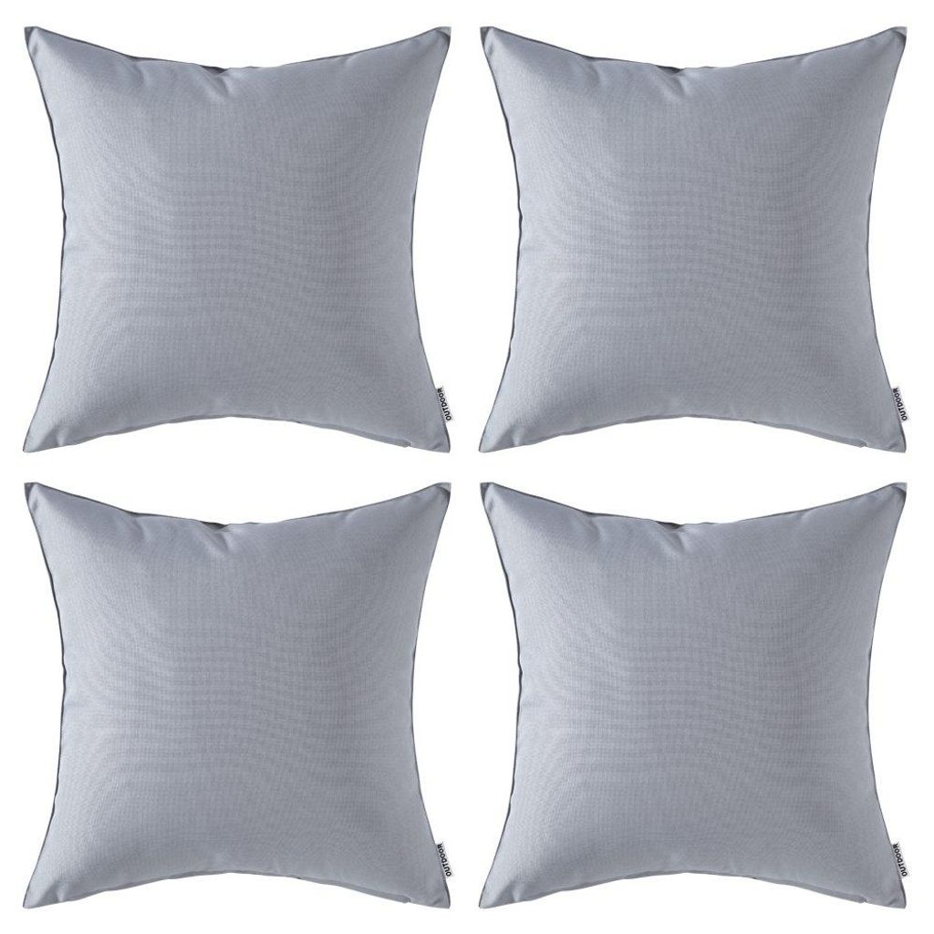 Set mit 4 wasserdichten Kissenbezügen, 45 x 45 cm, hellgrau