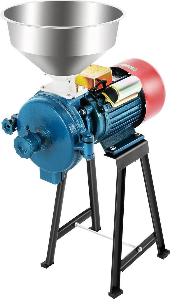 Elektrische Getreidemühle - Kornmühle - 2200 W - 220 V EU-Stecker - Leistung ≥54 kg/h - Gusseisen + Edelstahl - 58×43×27 cm - Blau