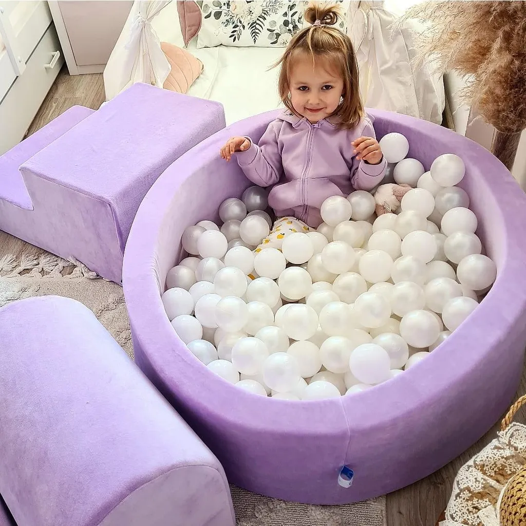 Piscina di palline morbida viola - Culla gioco design per cameretta - 6