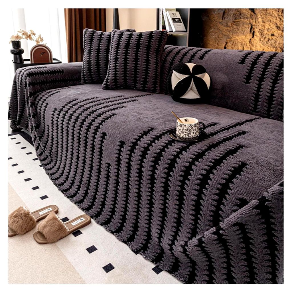 Plüsch Sofadecke Sofabezug L Form 1 2 3 4 5 Sitzer Jacquard Sofaüberwurf Decke rutschfest Ecksofa Universeller Couchbezug Sofaschoner Sofa Decken...