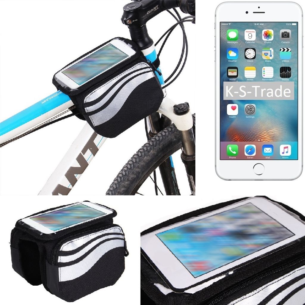 K-S-Trade Rahmentasche Fahrrad-Halterung kompatibel mit Apple iPhone 6s Plus Rahmenhalterung Fahrrad Handyhalterung Fahrradtasche Handy Smartphone