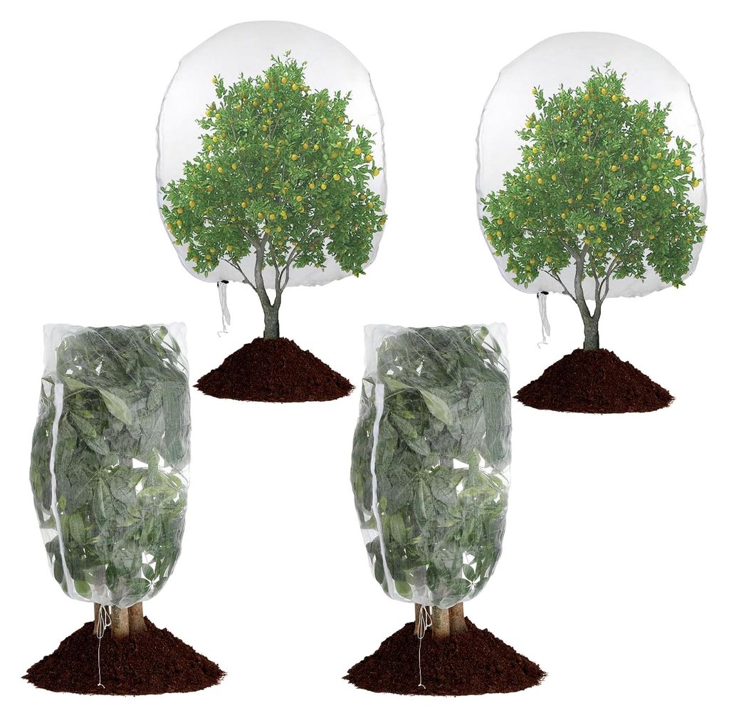 4 Stück 70×100cm Pflanzenschutznetz Insekten, Insektenschutznetz mit Kordelzug, Gemüse- und Blumen-Schutznetz