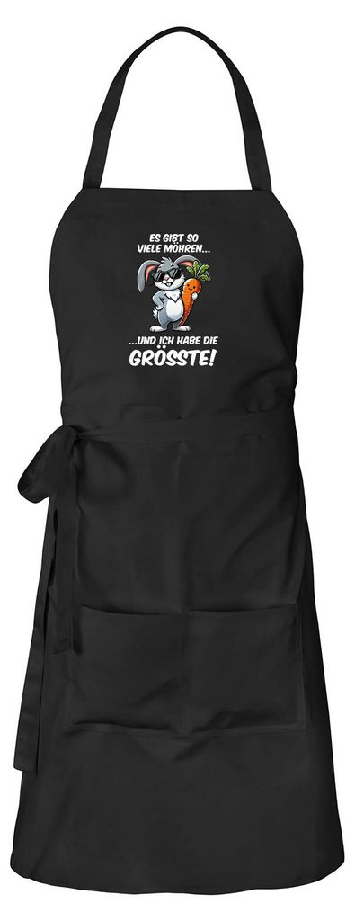 Huuraa Schürze viele Möhren.. Ich habe die grösste cooler Hase Schwarz mit Taschen Baumwolle Kochschürze Geschenkidee