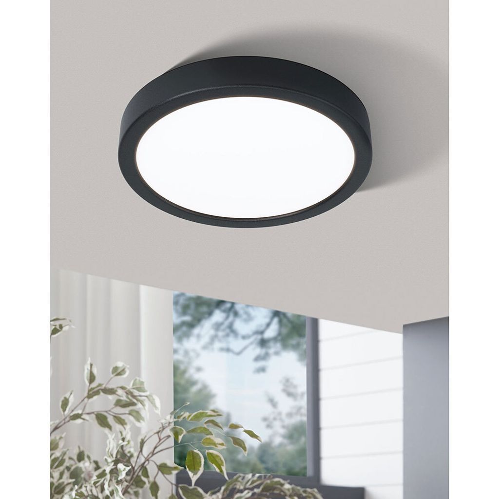 Eglo LED Deckenleuchte Aufbaupanel Fueva 5 Schwarz Ø21cm 16,5W 2000lm Neutralweiß 4000K