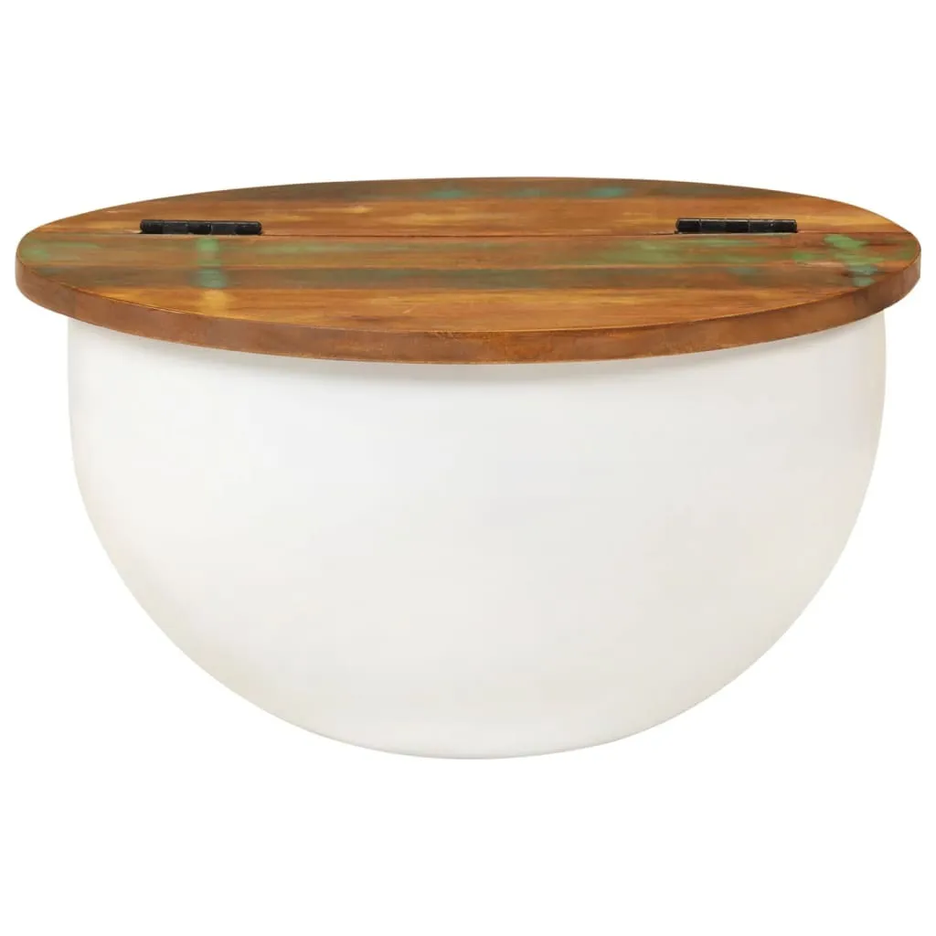 SYFAX™ Tavolino da Salotto Bianco 50x27 cm Legno Massello di Recupero