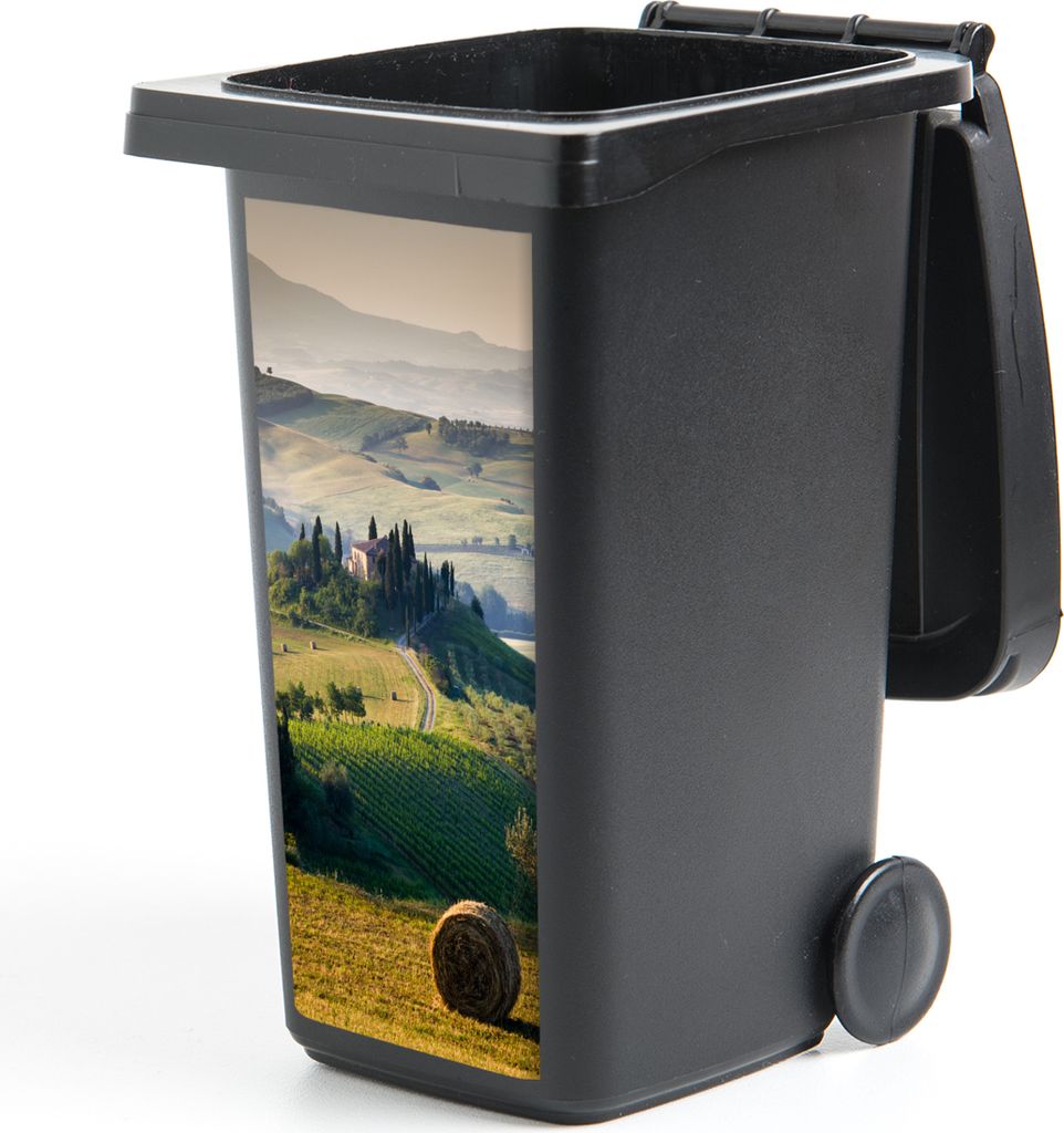 MuchoWow Mülltonnenaufkleber Toskana - Landschaft - Grün 38x80 cm - Behälteraufkleber - Mülleimer-Aufkleber - Container-Aufkleber