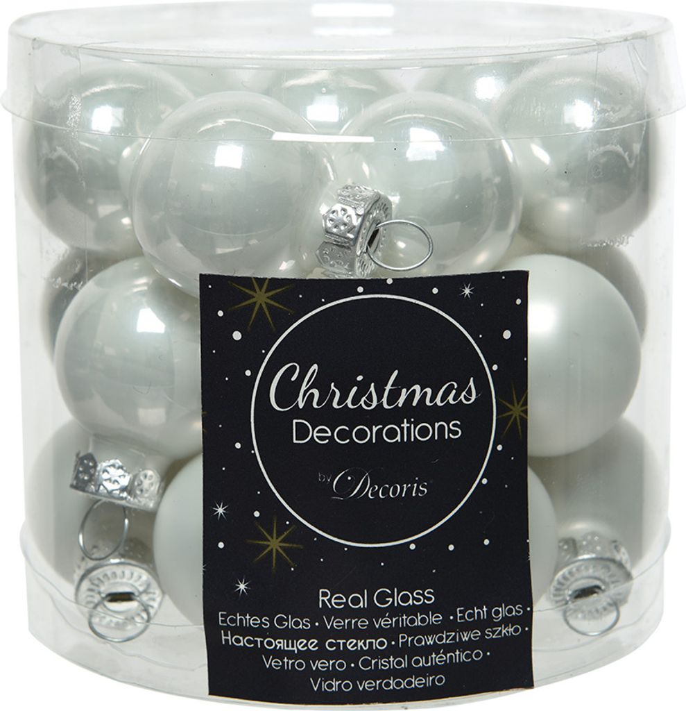 Weihnachtskugeln Glas 2,5cm 24 Stück - Winterweiss Produktbild 