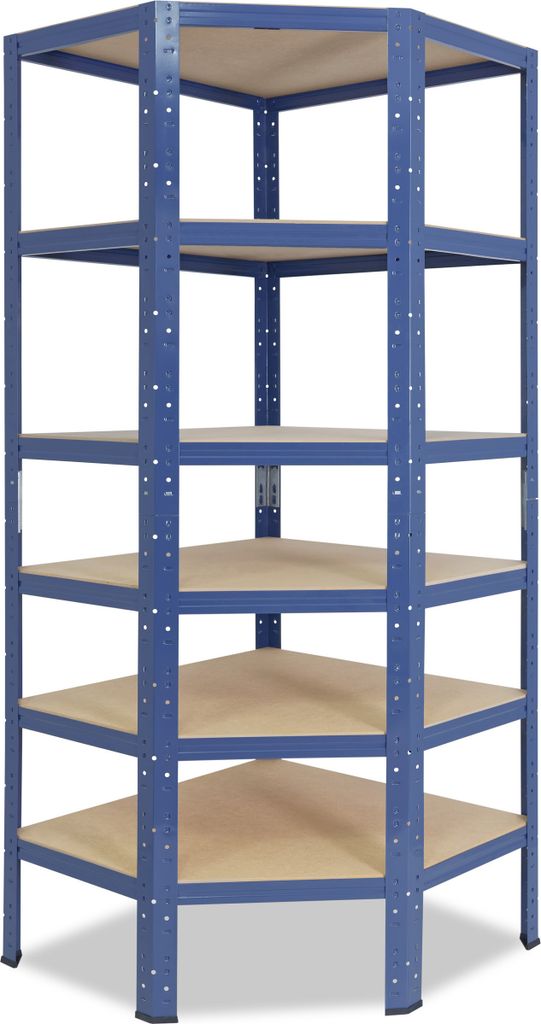 shelfplaza HOME 180x70x40cm Eckregal Schwerlast blau / Metall Eckregal stehend mit 6 Böden / Corner Shelf 145kg Tragkraft Schwerlastregal Ecke /...