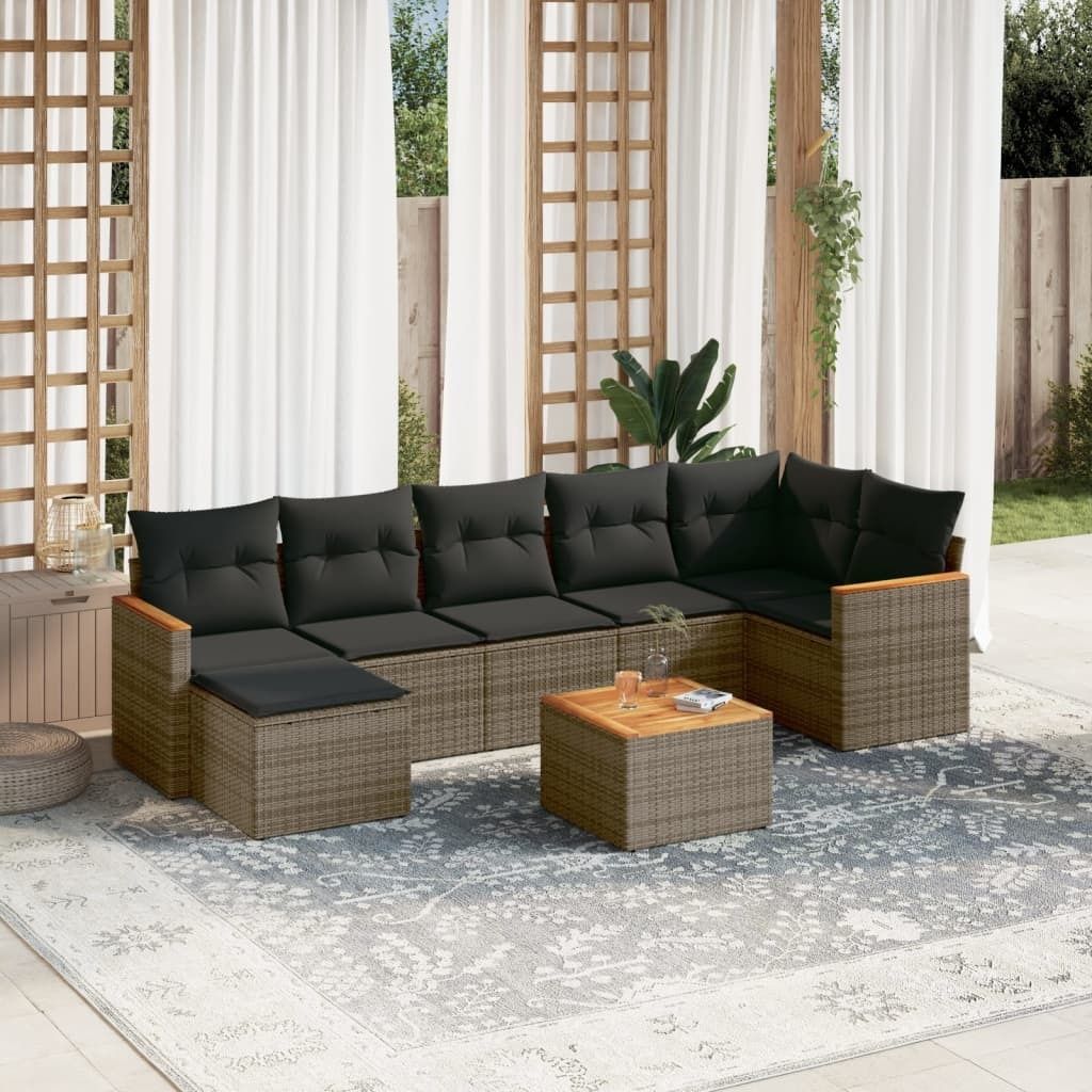 Maison Exclusive - 8-tlg. Garten-Sofagarnitur mit Kissen Grau Poly Rattan