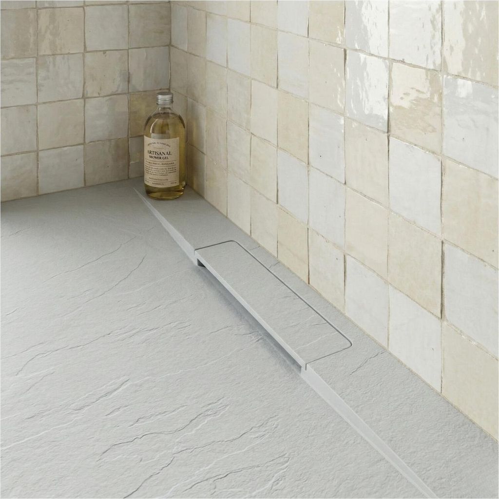 ONA extraflache hellgraue Duschwanne in Steinoptik 100x80