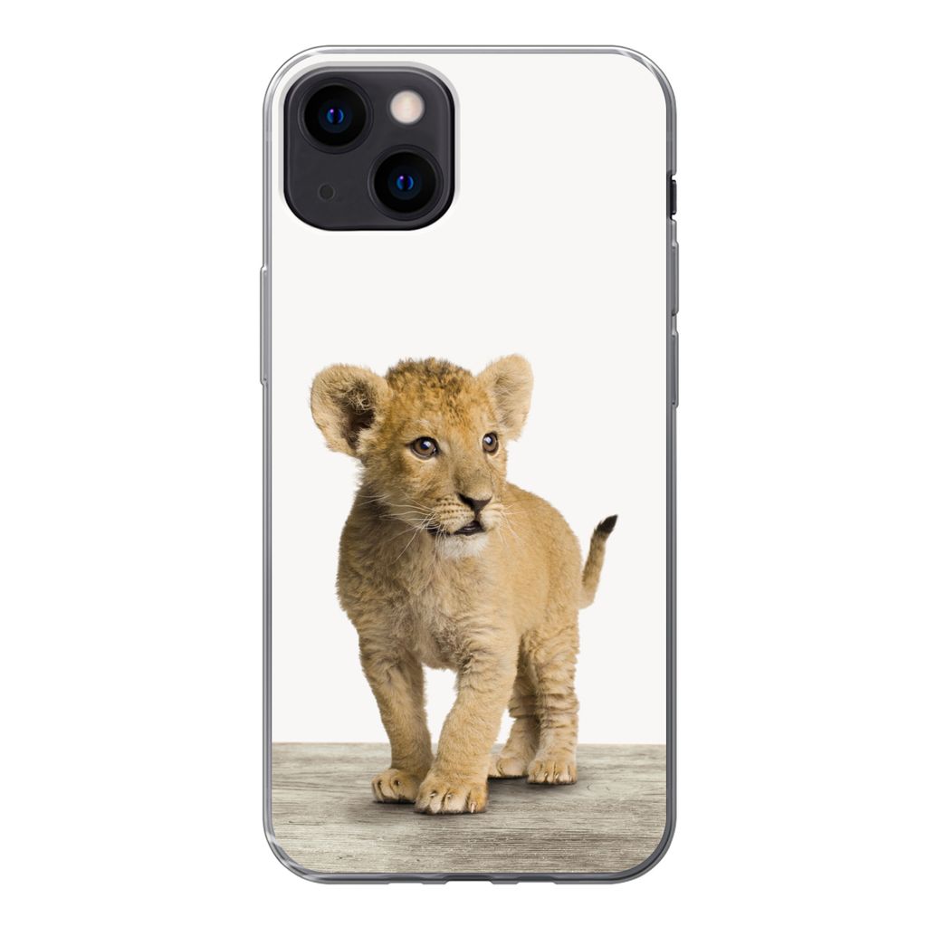 MuchoWow Handyhülle Schutzhülle Hülle für iPhone 13 Löwe - Junge - Kinder - Jungen - Tiere - Mädchen Silikon Softcase Handy Hülle - Karten...