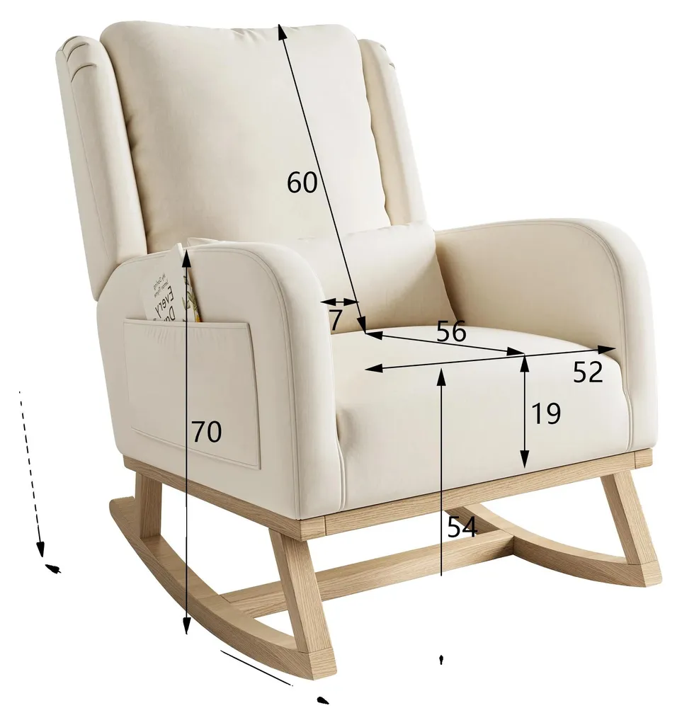 Fauteuil à bascule Reis blanc, design moderne avec soutien lombaire