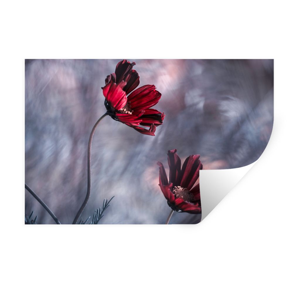 MuchoWow Wandtattoo Wandsticker Wandaufkleber Blumen - Rot - Pflanzen - Natur 120x80 cm Selbstklebend und Repositionierbar - Selbstklebend - Foto...