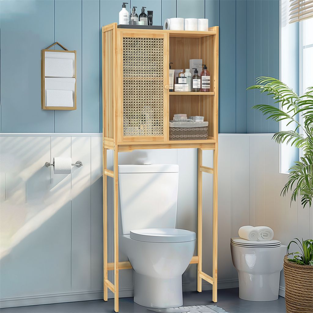 WISFOR Badregal Toilettenregal, Badezimmerregal mit Schrank Produktbild 8
