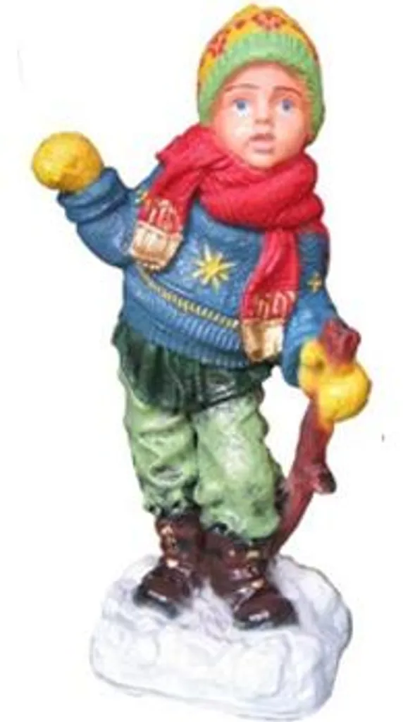 Statue Garçon de Neige 79cm - Figurine Décorative d'Hiver pour Jardin