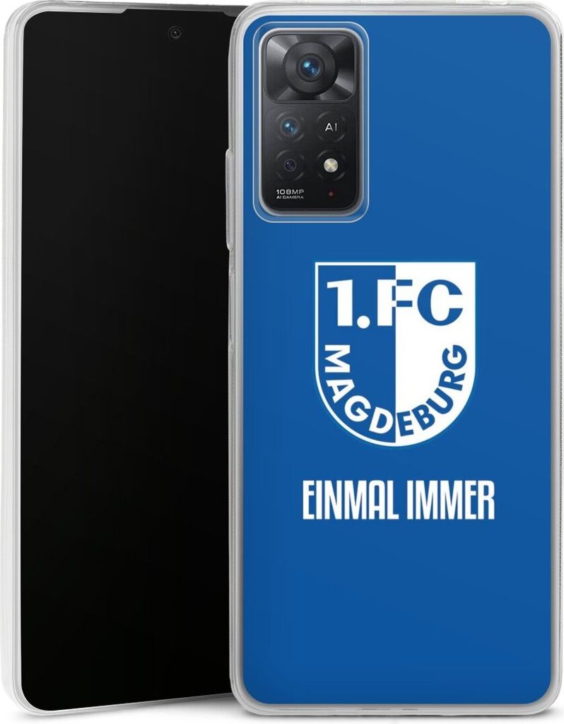 DeinDesign Slim Hülle für Xiaomi Redmi Note 11 Pro 5G Silikon Case Ultra Dünn Handyhülle Offizielles Lizenzprodukt Wappen 1. FC Magdeburg