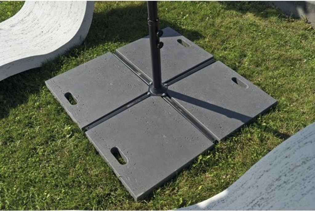 Beton Schirmständerplatte Travertin anthrazit mit Griff 50 Produktbild 