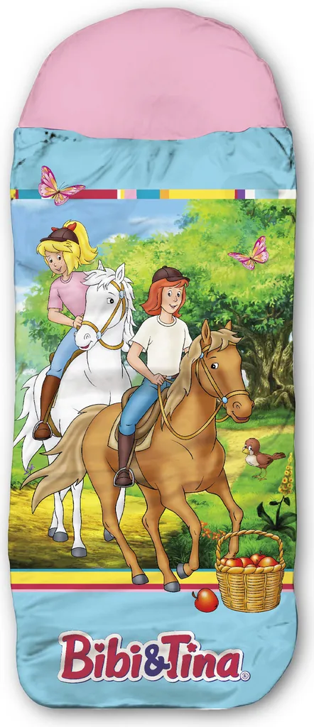 Duvet Enfant Bibi et Tina Rose et Bleu avec Capuche pour Camping