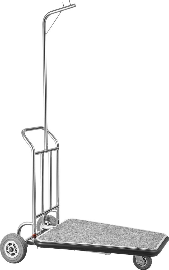 VEVOR Gepäckwagen, 272 kg Tragkraft, 3-rädriger Gepäckwagen aus Edelstahl, Kofferwagen mit grauem Teppichboden & Gummirädern, ideal für Kongre...