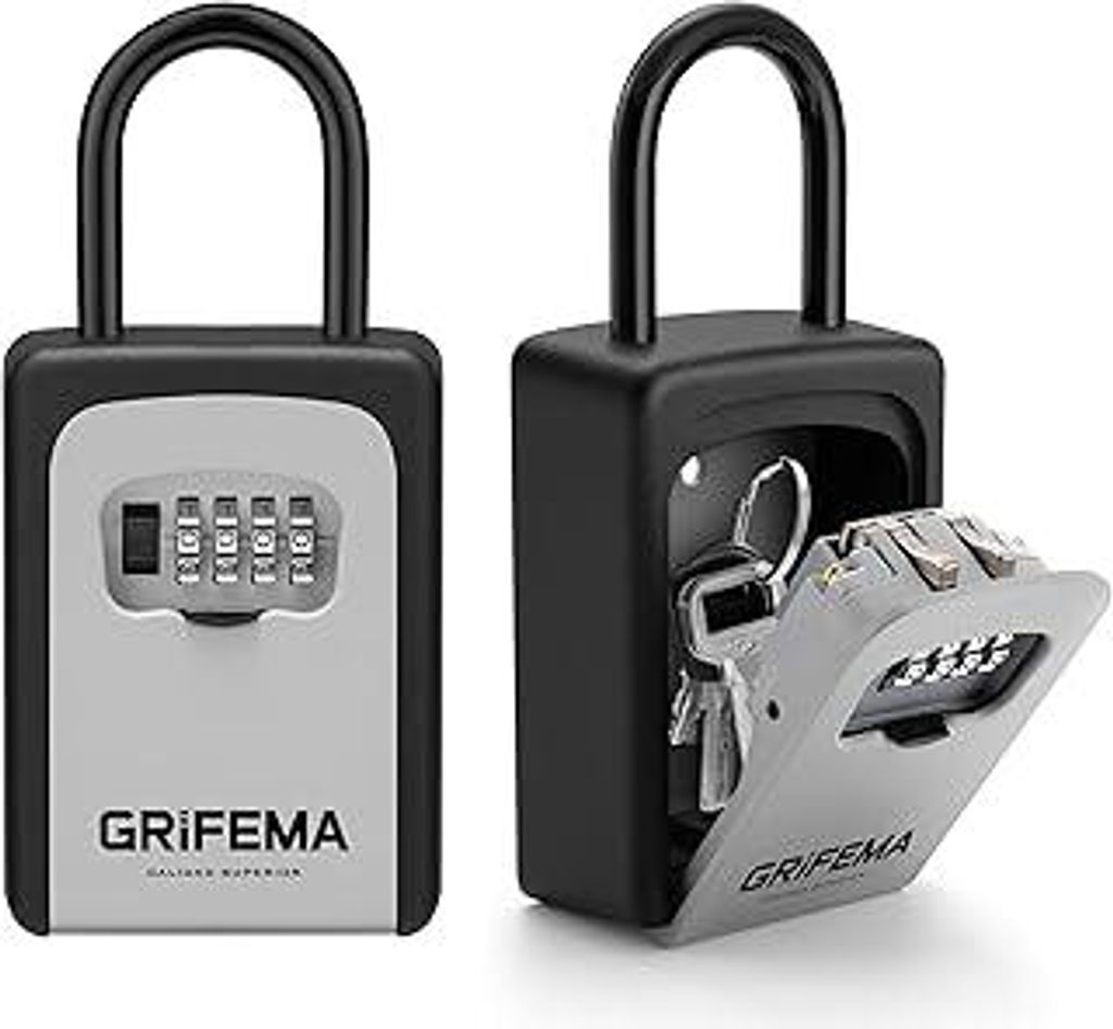 GRIFEMA Schlüsseltresor mit Bügel Wetterfest - Schlüsselsafe 4 Stellig, Schlüsselbox mit Code, Schlüsselkasten mit Zahlencode Robust, Sicher, ...