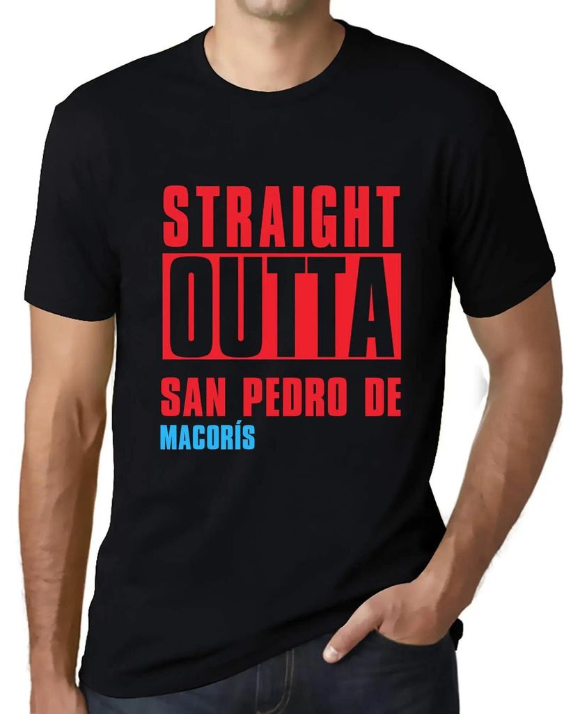 Herren Grafik T-Shirt Straight Outta San Pedro De Macorís Öko-Verantwortlich Vintage Jahrgang Kurzarm Lustige Druck Geburtstag Geschenk Mann
