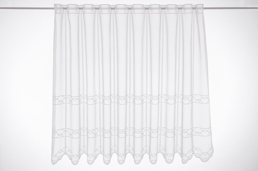 Gardinen Kranzusch Scheibengardine Stickerei auf Voile 90x64 cm H/B weiß Bistrogardine Vorhang Küche 1er Pack