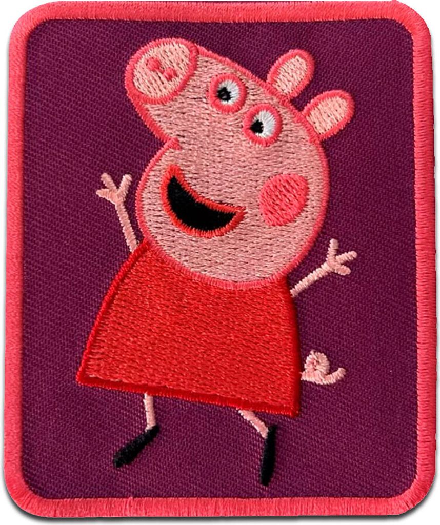 Comercial Mercera Peppa Wutz springt Kinder - Aufnäher, Bügelbild, Aufbügler, Applikationen, Patches, Flicken, zum aufbügeln, Größe: 6 x 6,4 cm