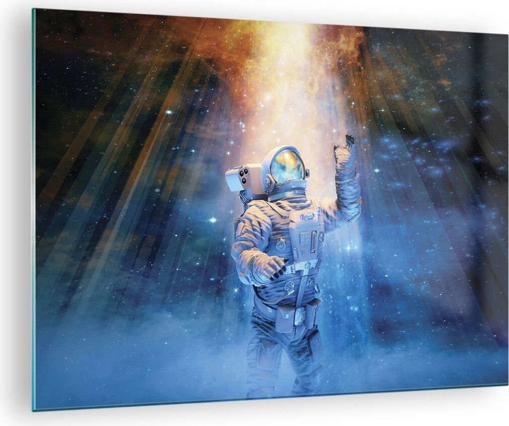 Bilder auf glas - Einteilig - Astronaut Licht Kosmos - 70x50cm - Glasbilder - Wandbilder - Bilder - zum Aufhängen bereit - Wanddekoration aus Glas...