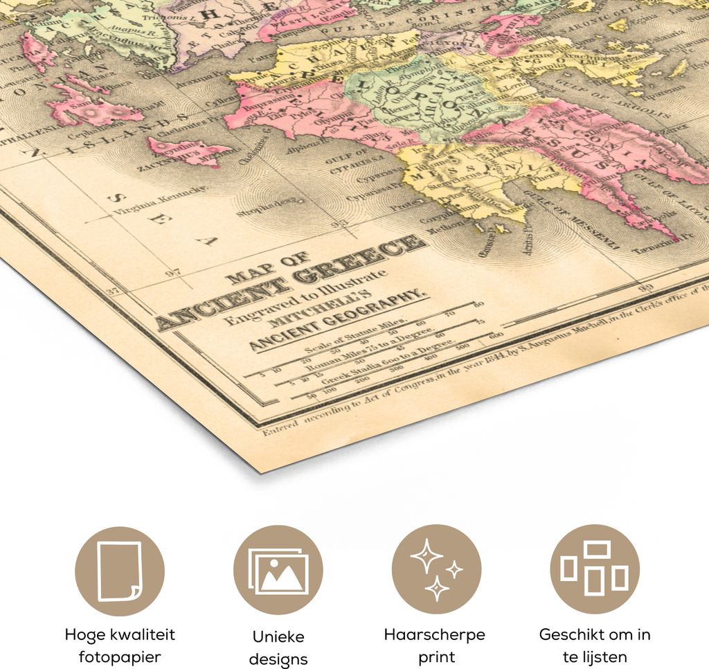 MuchoWow Poster Griechenland - Geschichte - Vintage 40x30 cm - Plakate für die Wände - Poster Wohnzimmer