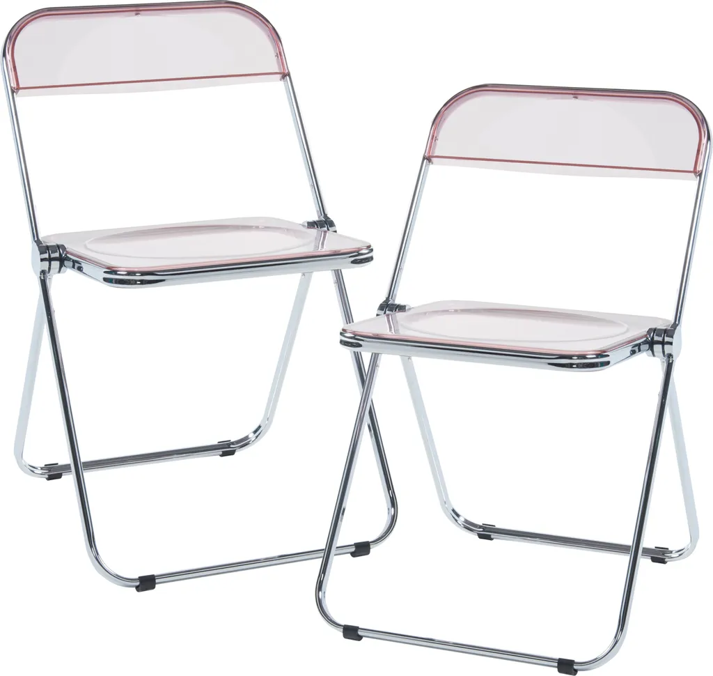 Chaise pliante stable lot de 2 rose et transparent pour invités surprise