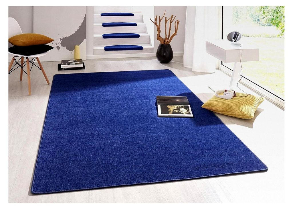 Indoor Teppich Fancy – Einfarbiger Velours Teppich für Wohnzimmer, Esszimmer, Kinderzimmer, Flur, Schlafzimmer, Küche – Blau, 160x240cm